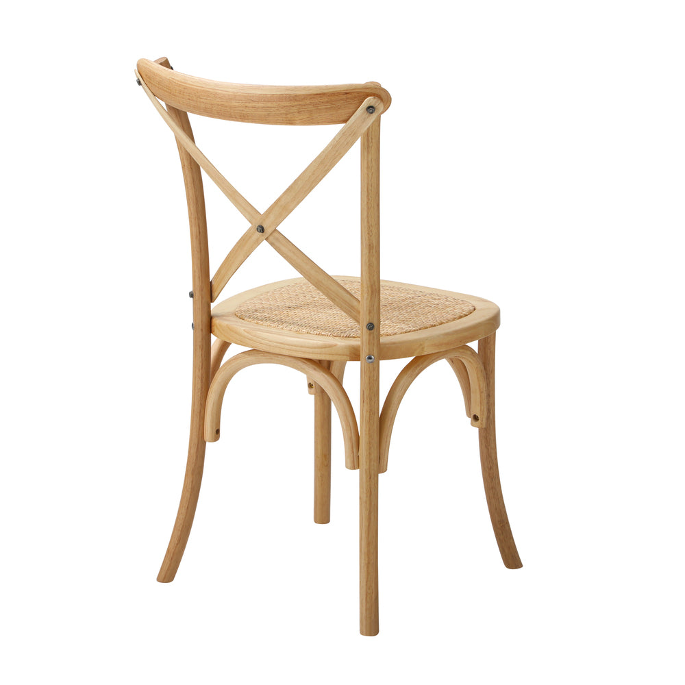 Set of 2 Wooden Dining Chairs with Cross Back Design