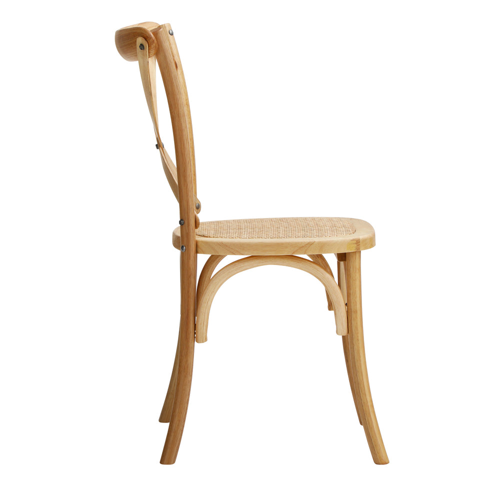 Set of 2 Wooden Dining Chairs with Cross Back Design