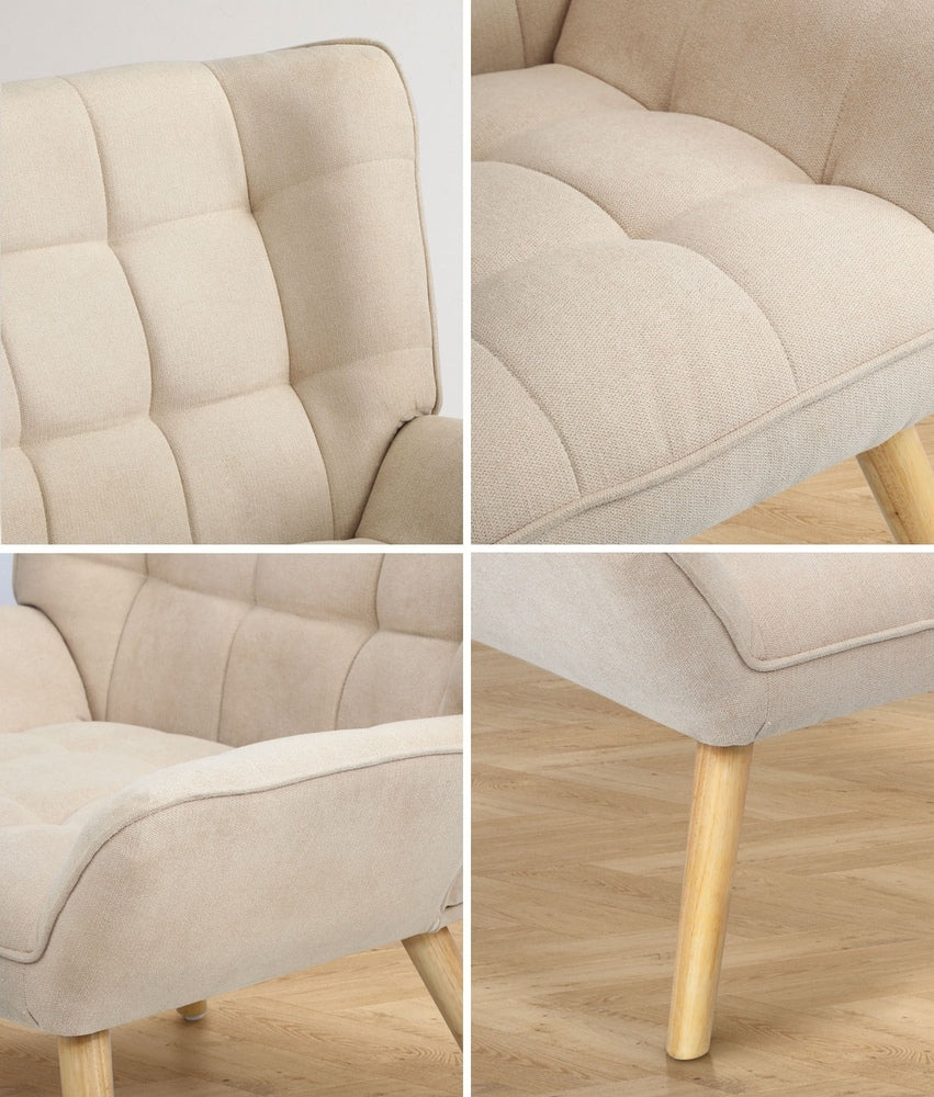 Fabric Upholstered Armchair Tub Chair Beige