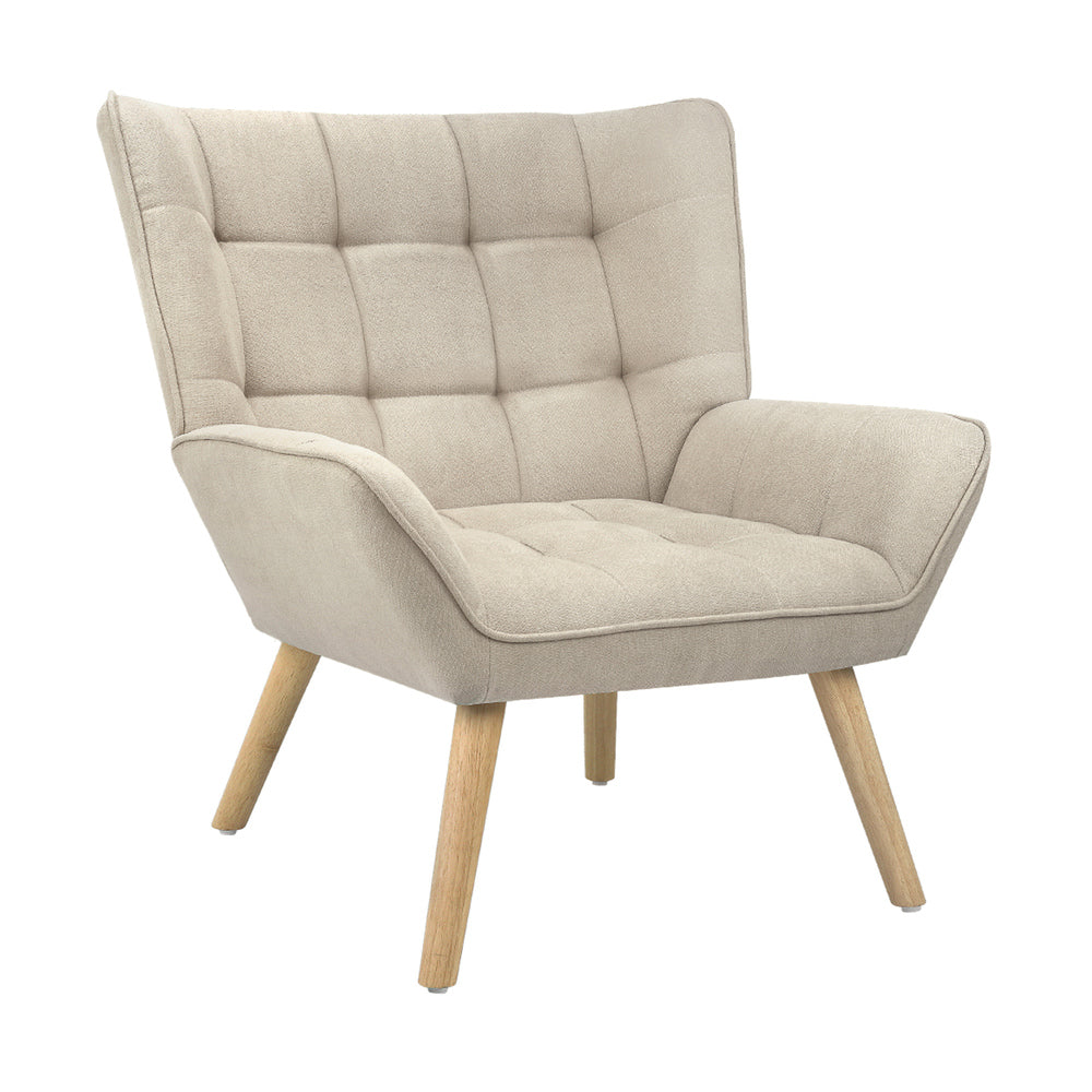 Fabric Upholstered Armchair Tub Chair Beige