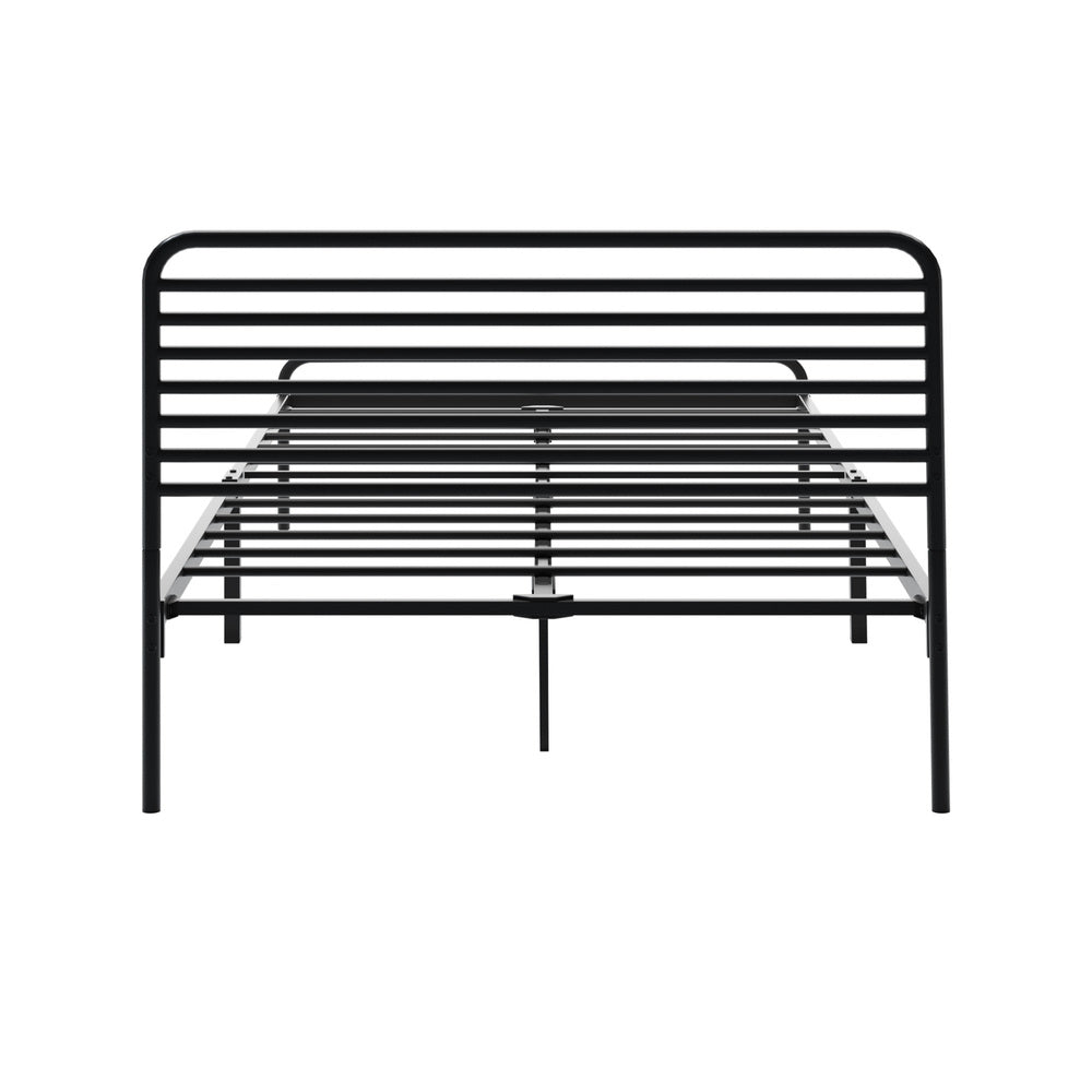 King Single Metal Bed Frame Railing Style Black