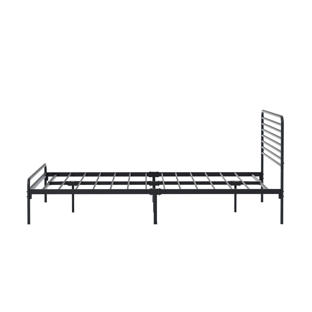 King Single Metal Bed Frame Railing Style Black