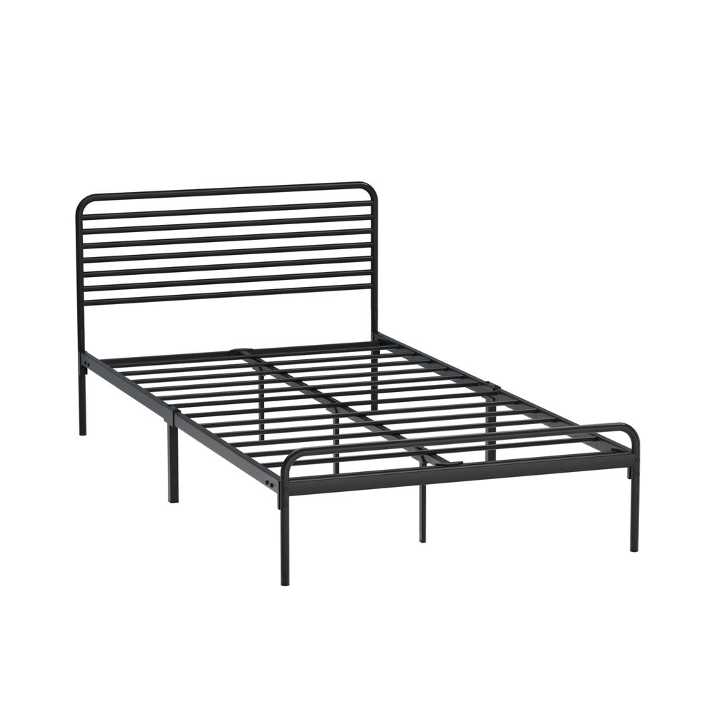King Single Metal Bed Frame Railing Style Black