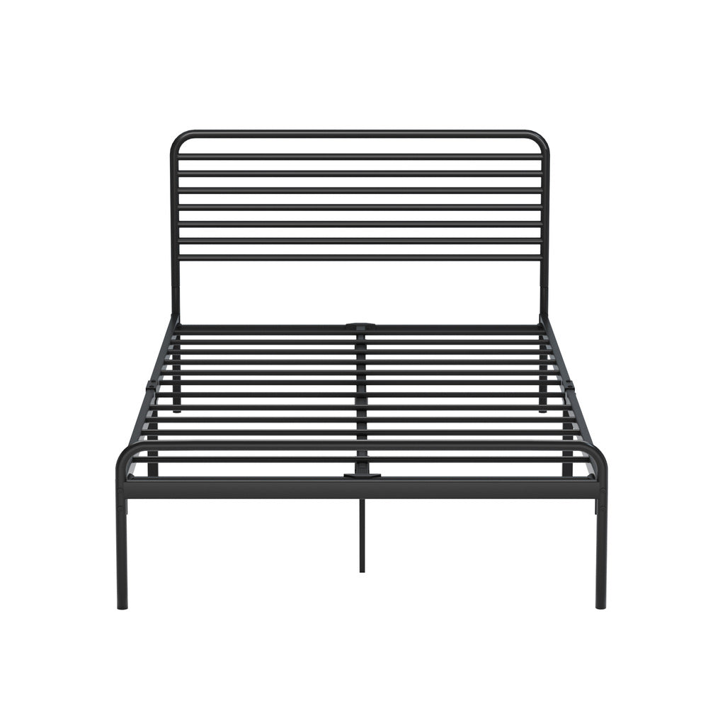 King Single Metal Bed Frame Railing Style Black