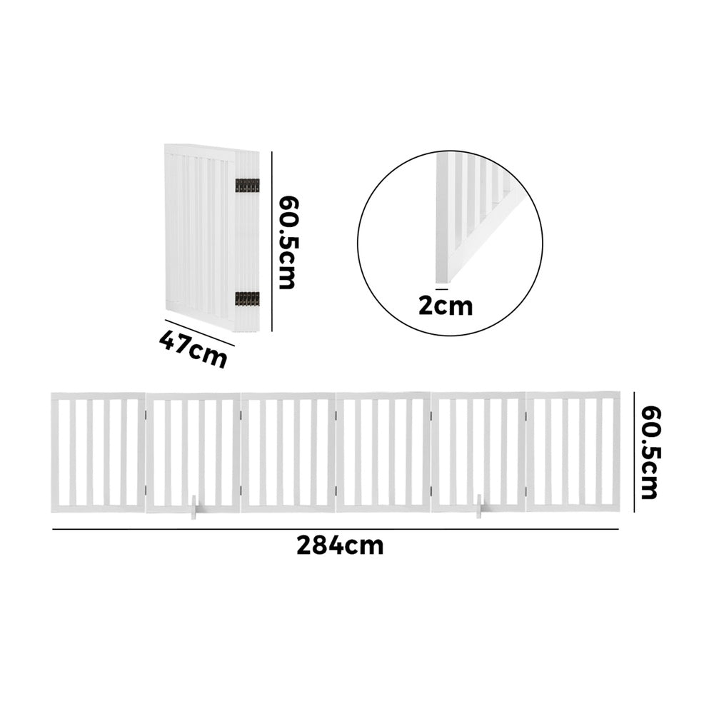 Wooden Pet Gate Dog Fence with 6 Panels