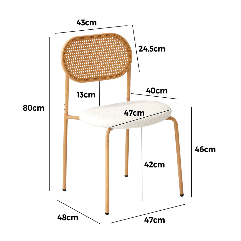 Rattan Dining Chairs Set of 2 Sherpa White