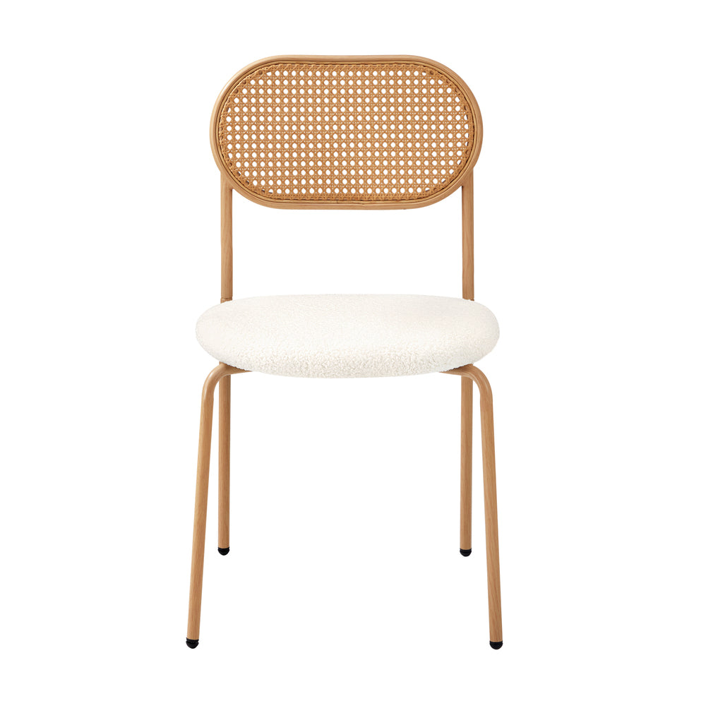 Rattan Dining Chairs Set of 2 Sherpa White