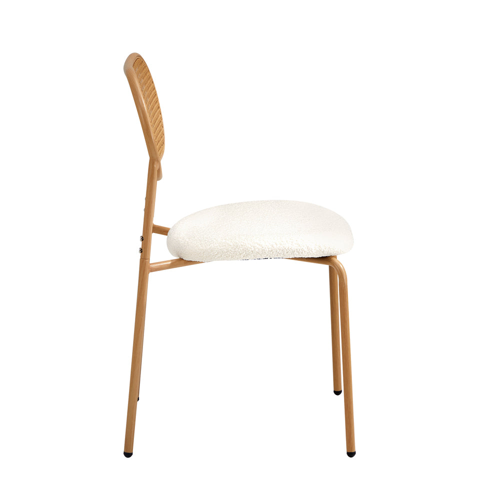 Rattan Dining Chairs Set of 2 Sherpa White