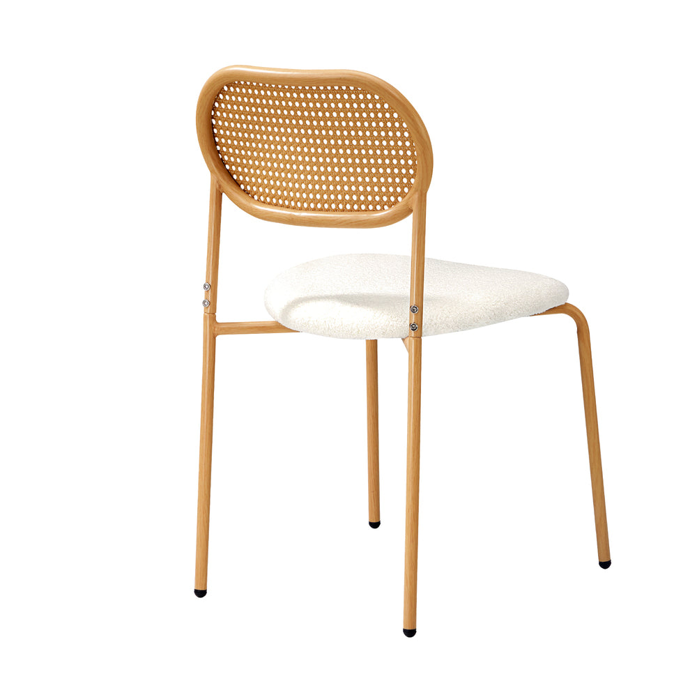 Rattan Dining Chairs Set of 2 Sherpa White