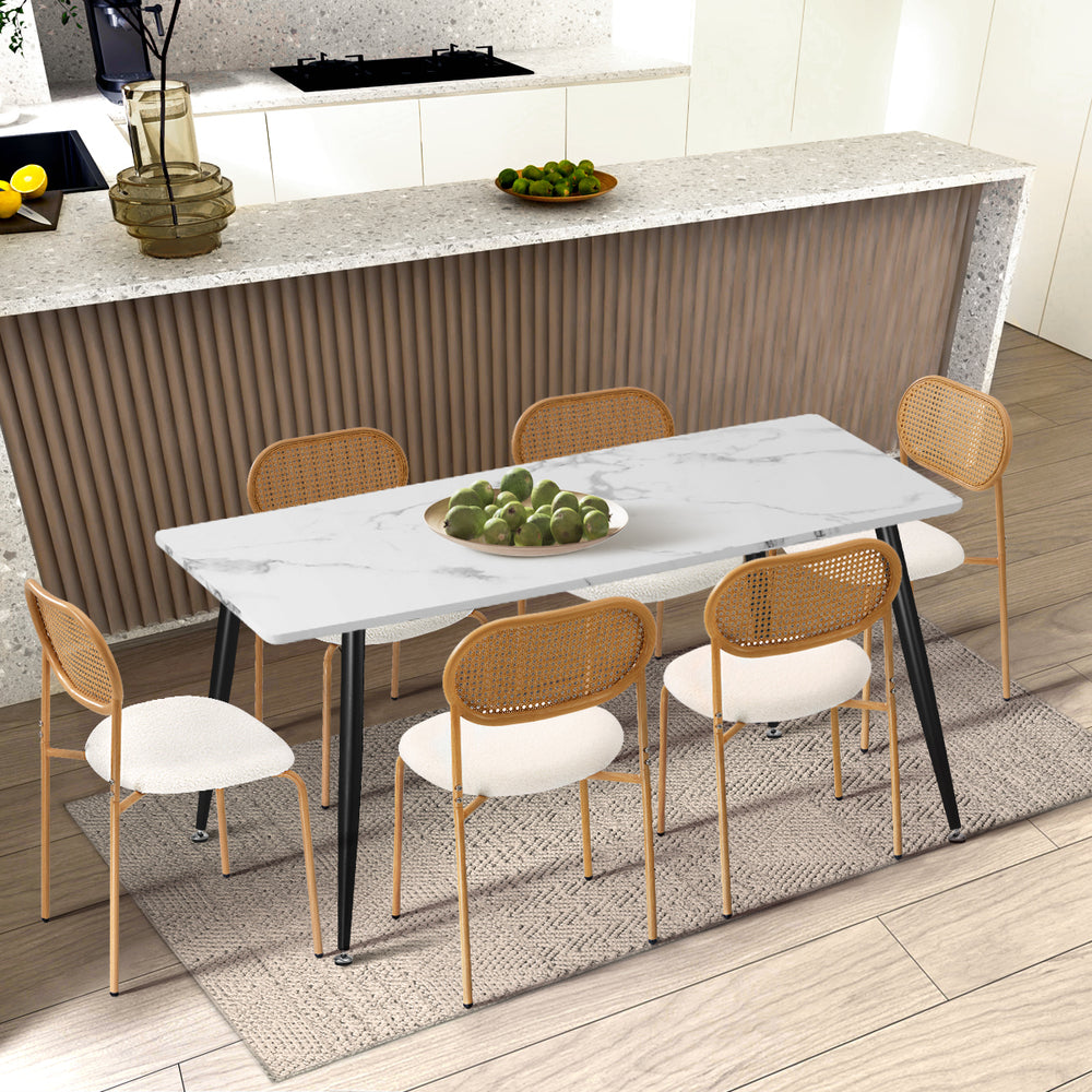 Rattan Dining Chairs Set of 2 Sherpa White