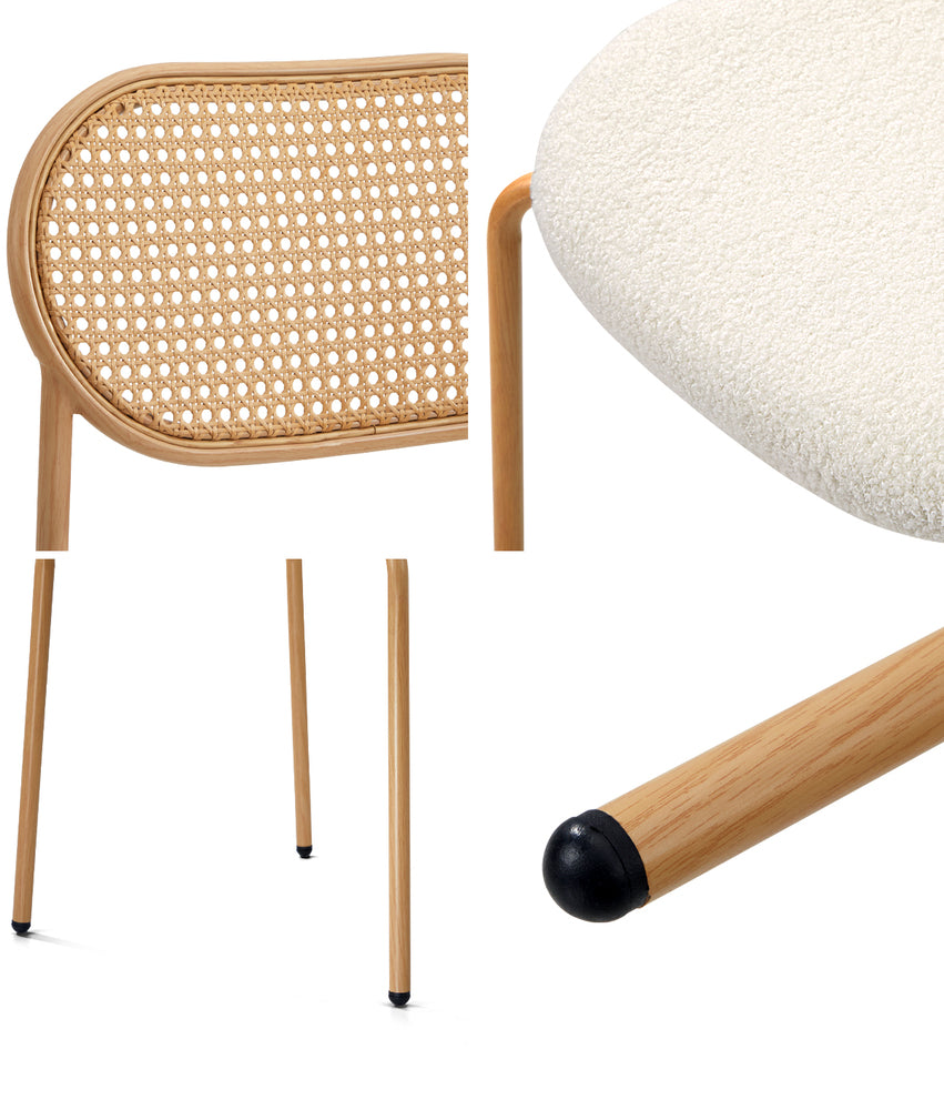 Rattan Dining Chairs Set of 2 Sherpa White