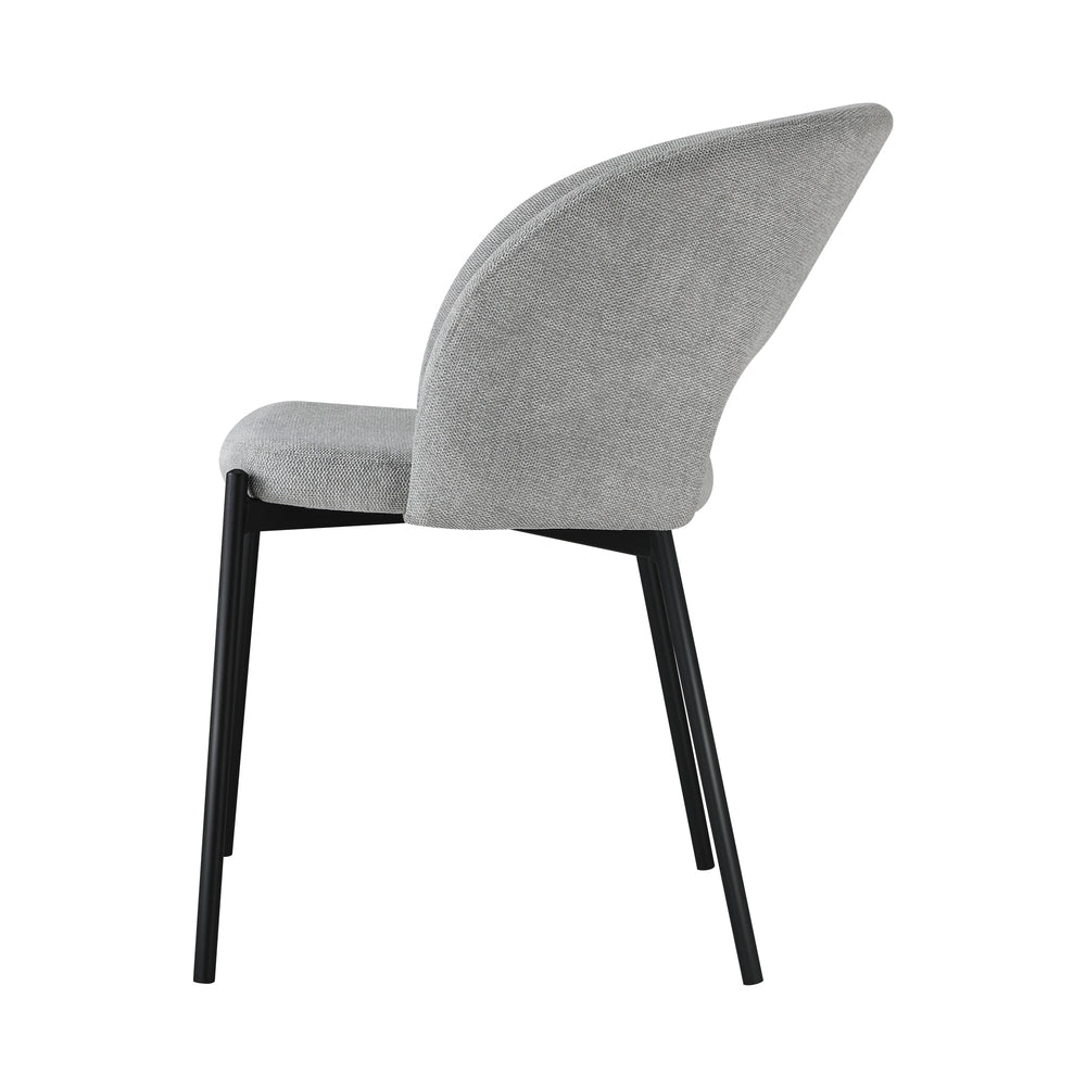 Set of 2 Dining Chairs Linen Grey and Black