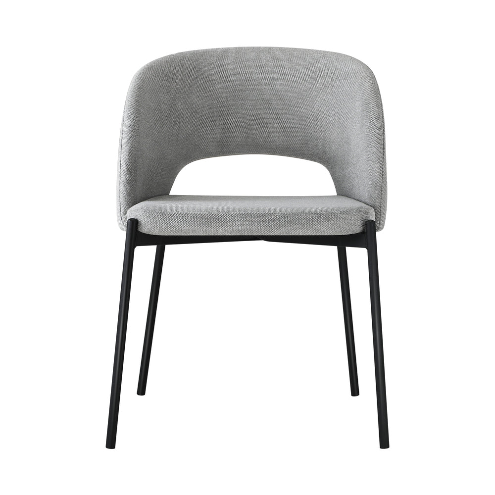 Set of 2 Dining Chairs Linen Grey and Black