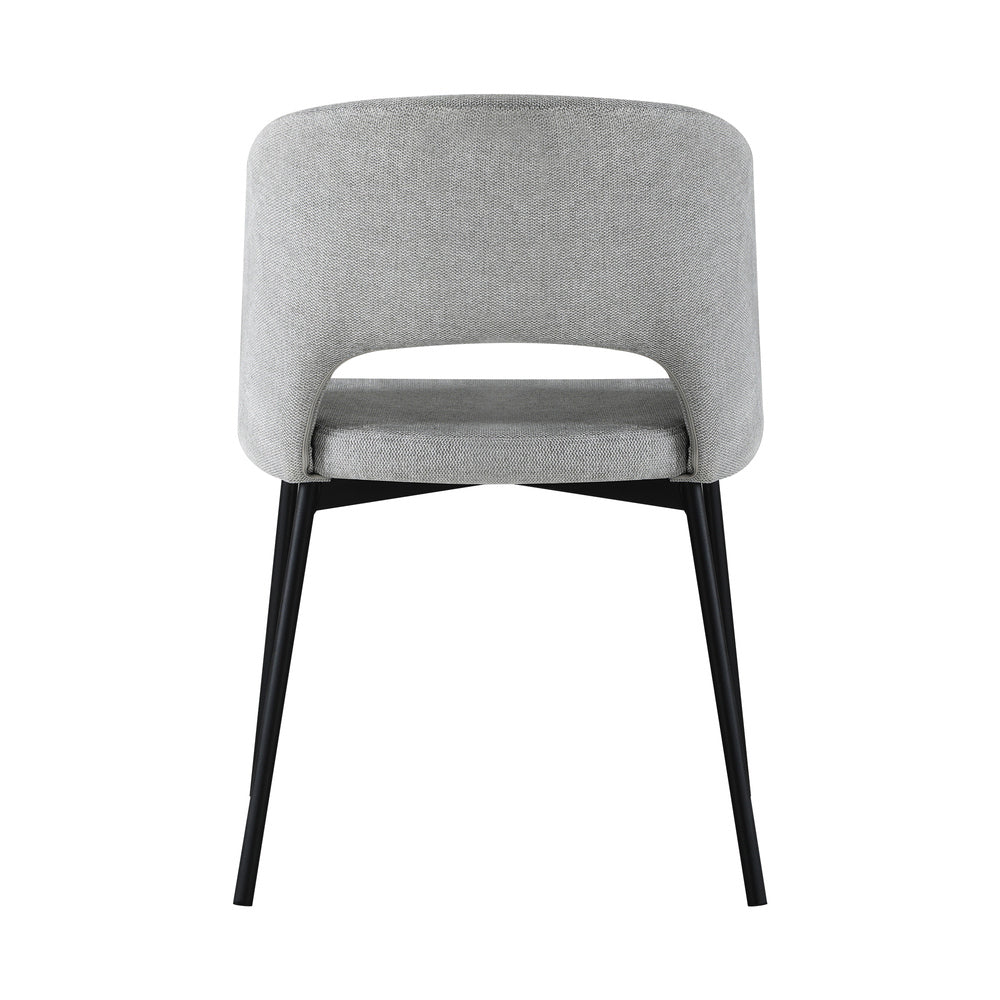 Set of 2 Dining Chairs Linen Grey and Black