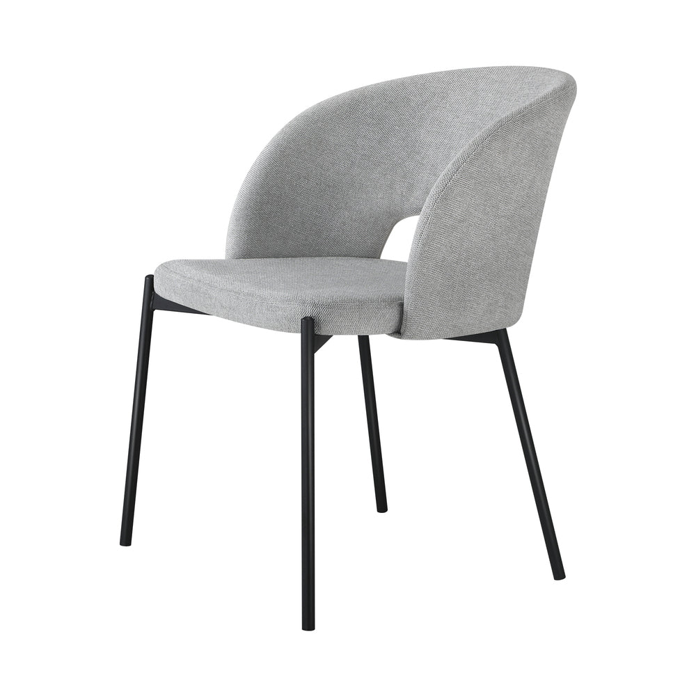 Set of 2 Dining Chairs Linen Grey and Black