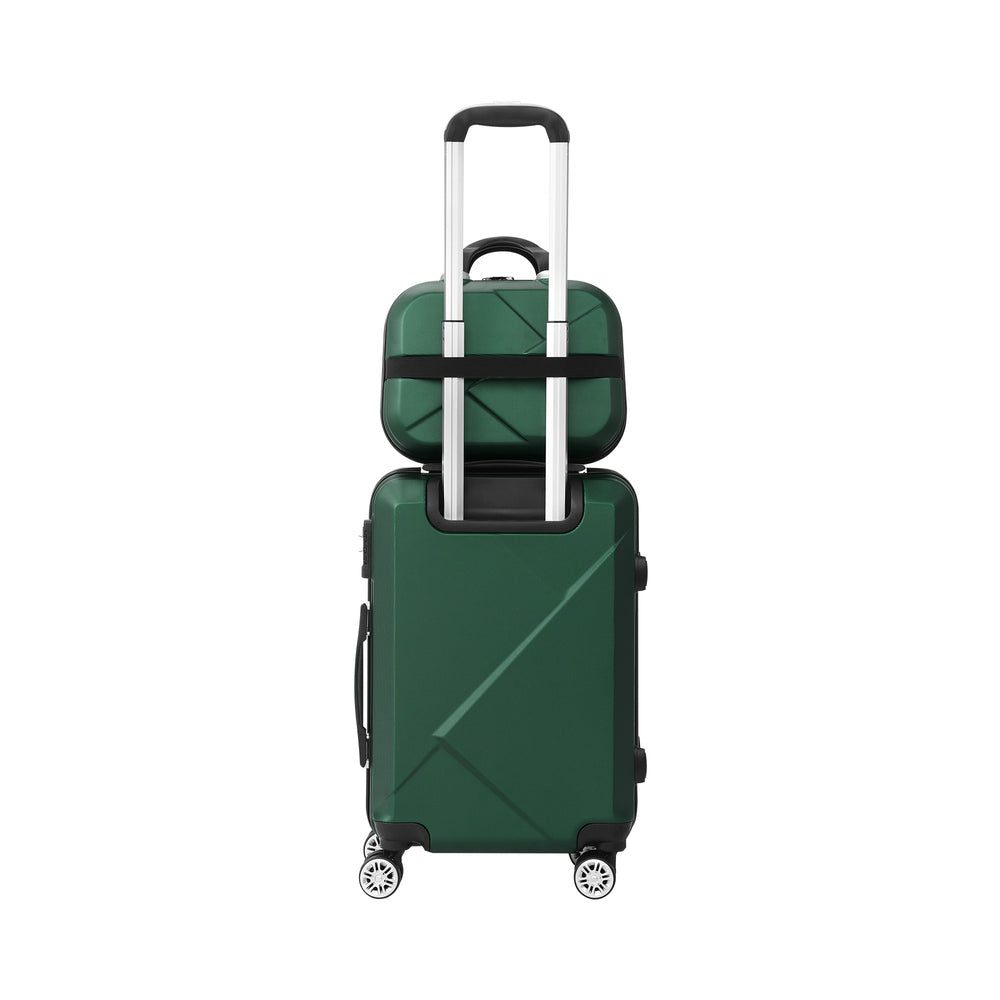 2 Piece Luggage Set TSA Lock Hard Case Green
