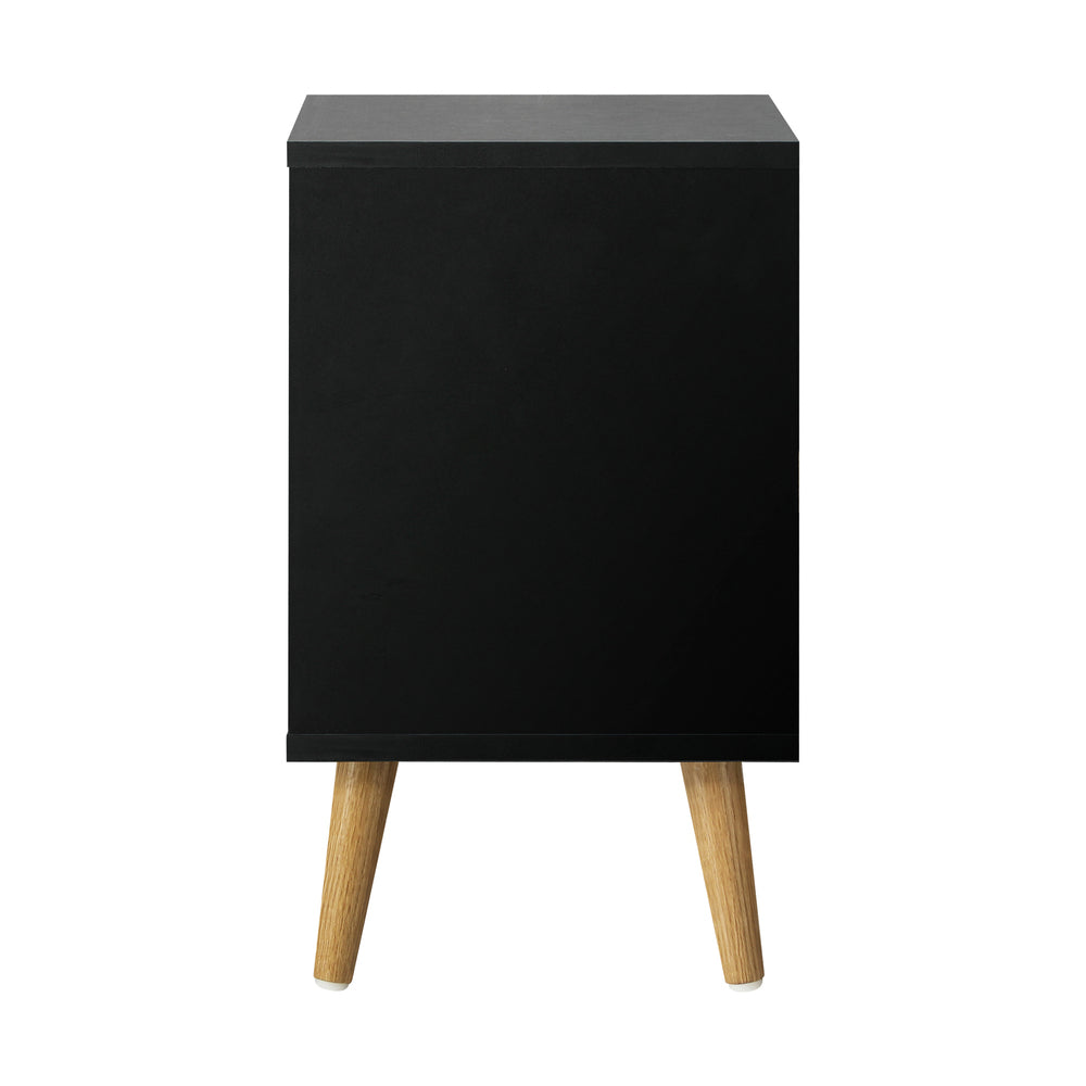 Black Bedside Tables with Air Gap Handle and 2 Drawers