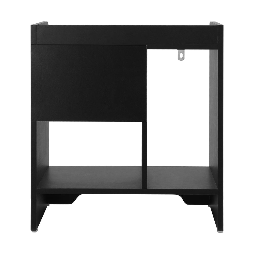 Bedside Table with Drawer and Storage Space Black