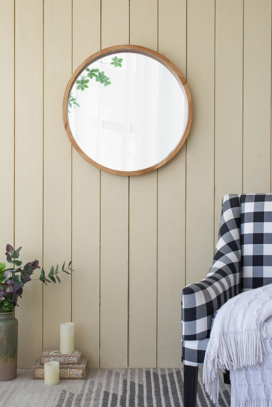 Meringa Round Mirror 70cm Natural Light Enhancing Wall Decor