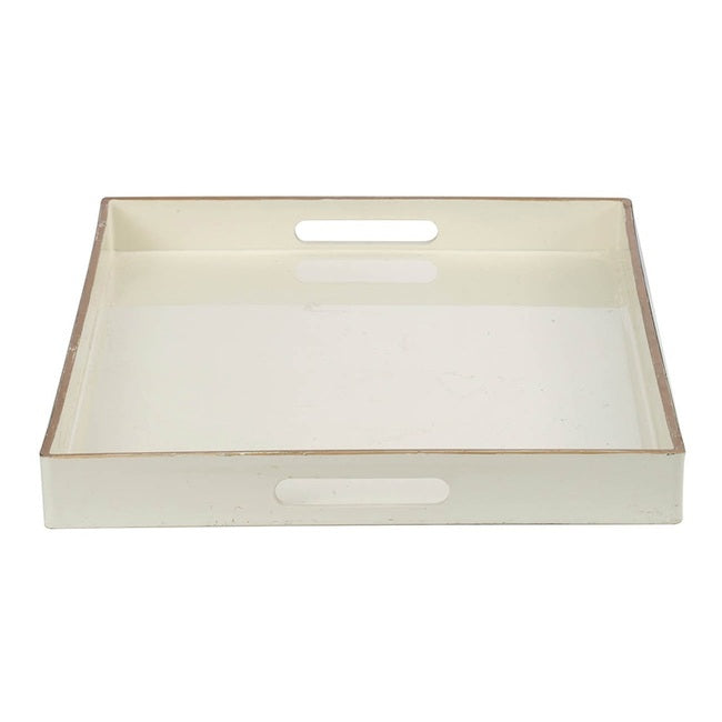 Mimosa Rectangle Tray White with Gold Trim – Decorative & Serving Tray