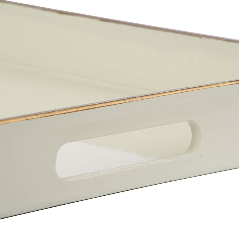 Mimosa Rectangle Tray White with Gold Trim – Decorative & Serving Tray
