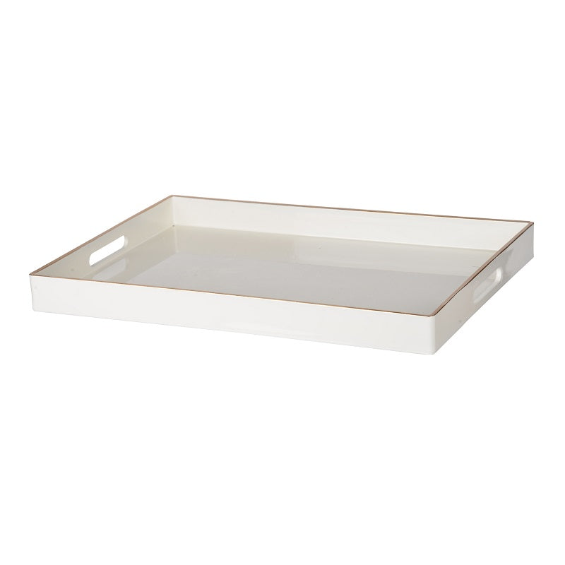 Mimosa Rectangle Tray White with Gold Trim – Decorative & Serving Tray