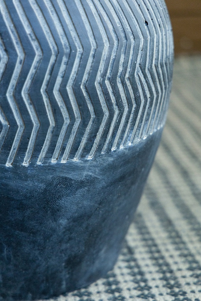 Carmoo Grey Cement Textured  44cm Pot – Chevron Design