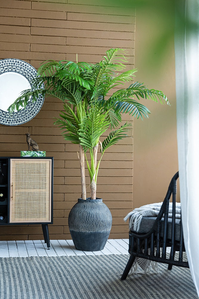 Carmoo Grey Cement Textured  44cm Pot – Chevron Design