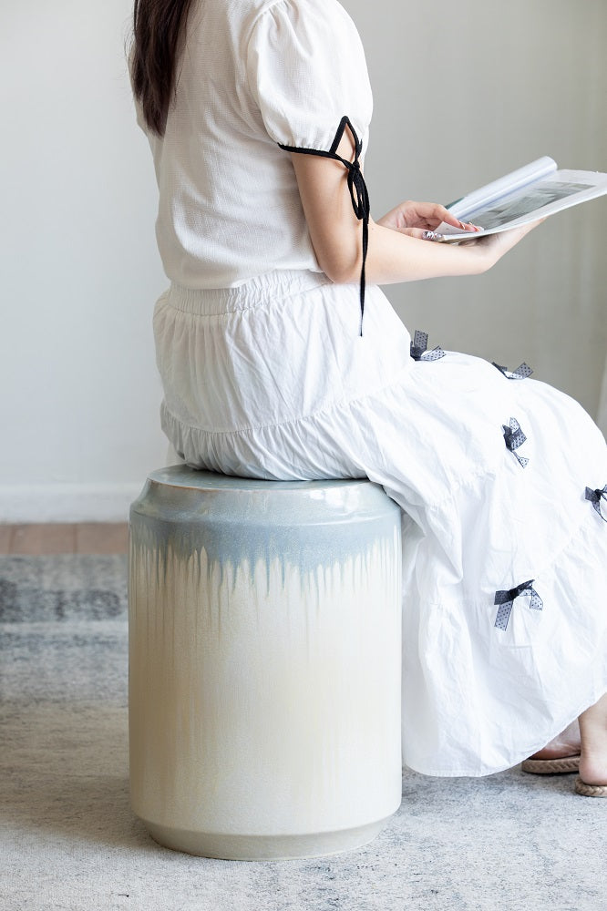 Florence Reactive Glaze Ceramic 46 cm Stool Versatile Accent Seat