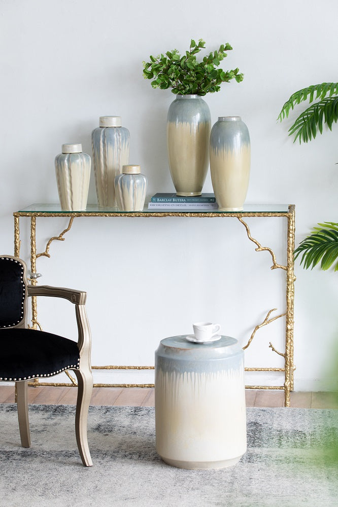 Florence Reactive Glaze Ceramic 46 cm Stool Versatile Accent Seat