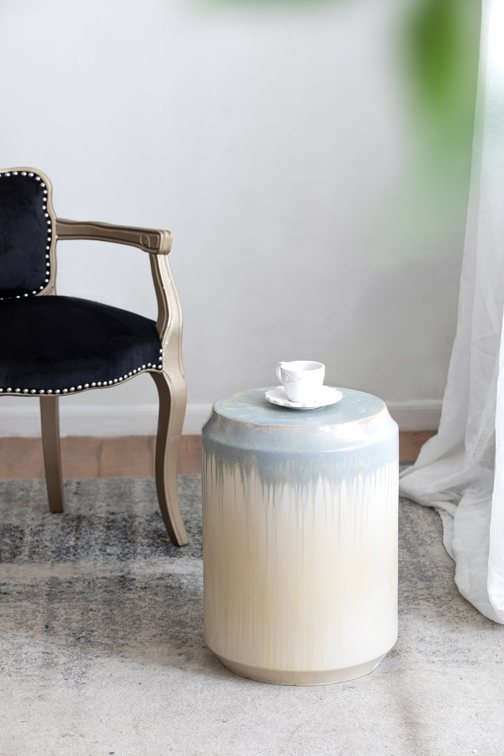 Florence Reactive Glaze Ceramic 46 cm Stool Versatile Accent Seat