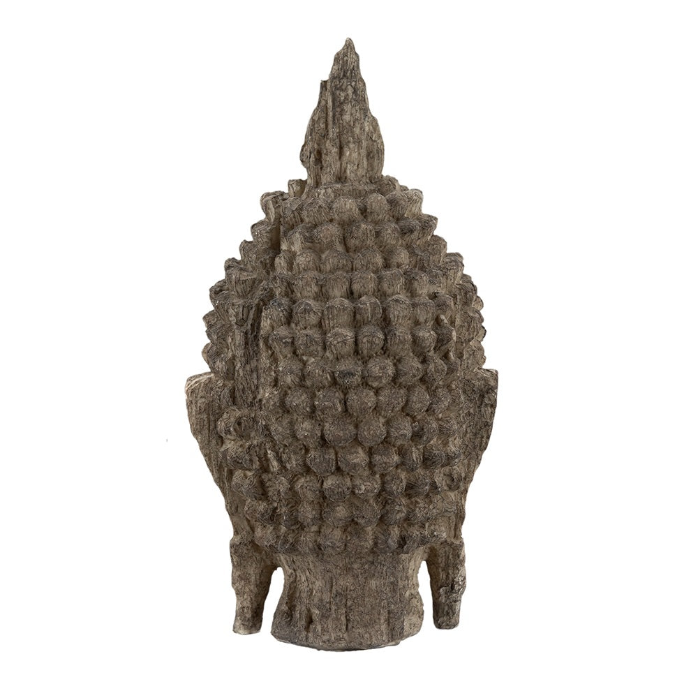 Buddha Head Sculpture Meditating Design and Antique Finish - 30 cm