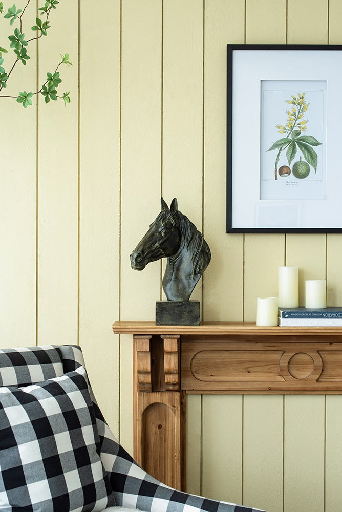 Horse Head Statue on Base Dark Polyresin Sculpture - 40 cm
