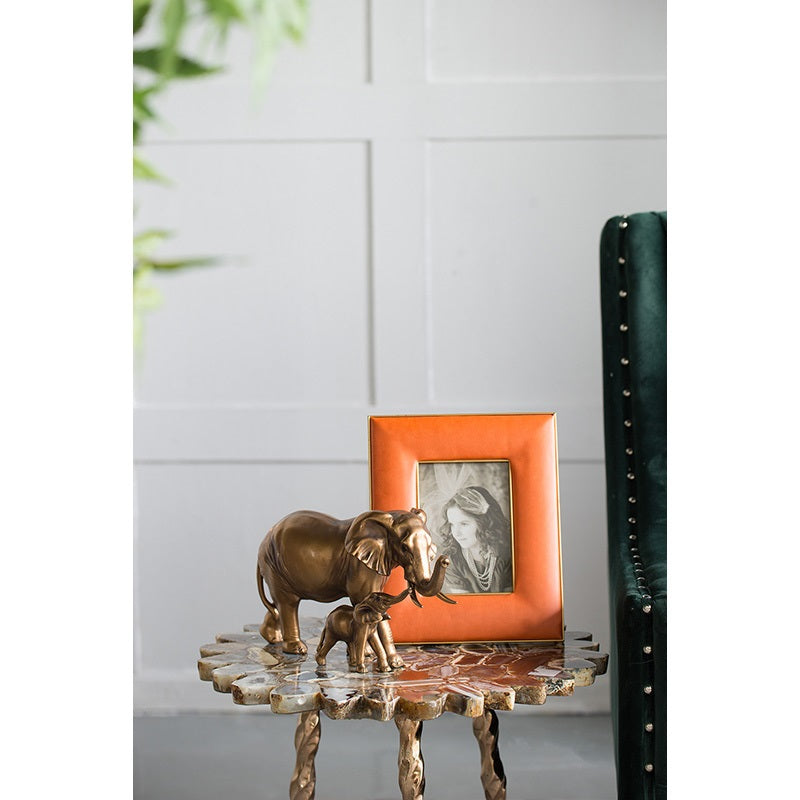 Elephant Mother & Calf Statue Polyresin Home Decor - 17.5 cm