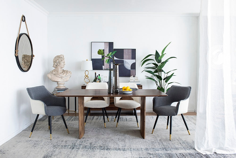 Venera Grey & Cream Velvet Dining Chair Boxed Set of 2 Armchair Style