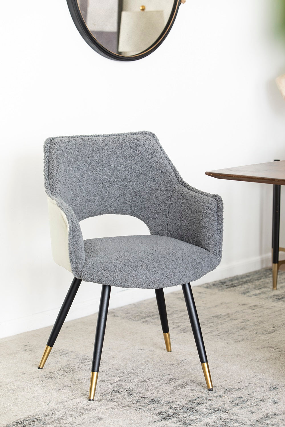 Venera Grey & Cream Velvet Dining Chair Boxed Set of 2 Armchair Style