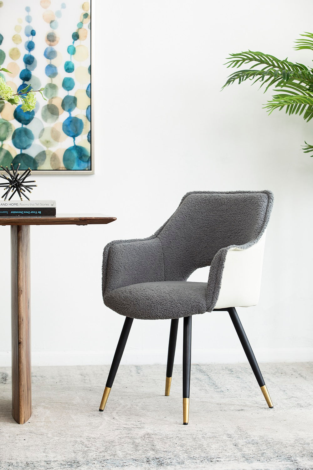 Venera Grey & Cream Velvet Dining Chair Boxed Set of 2 Armchair Style