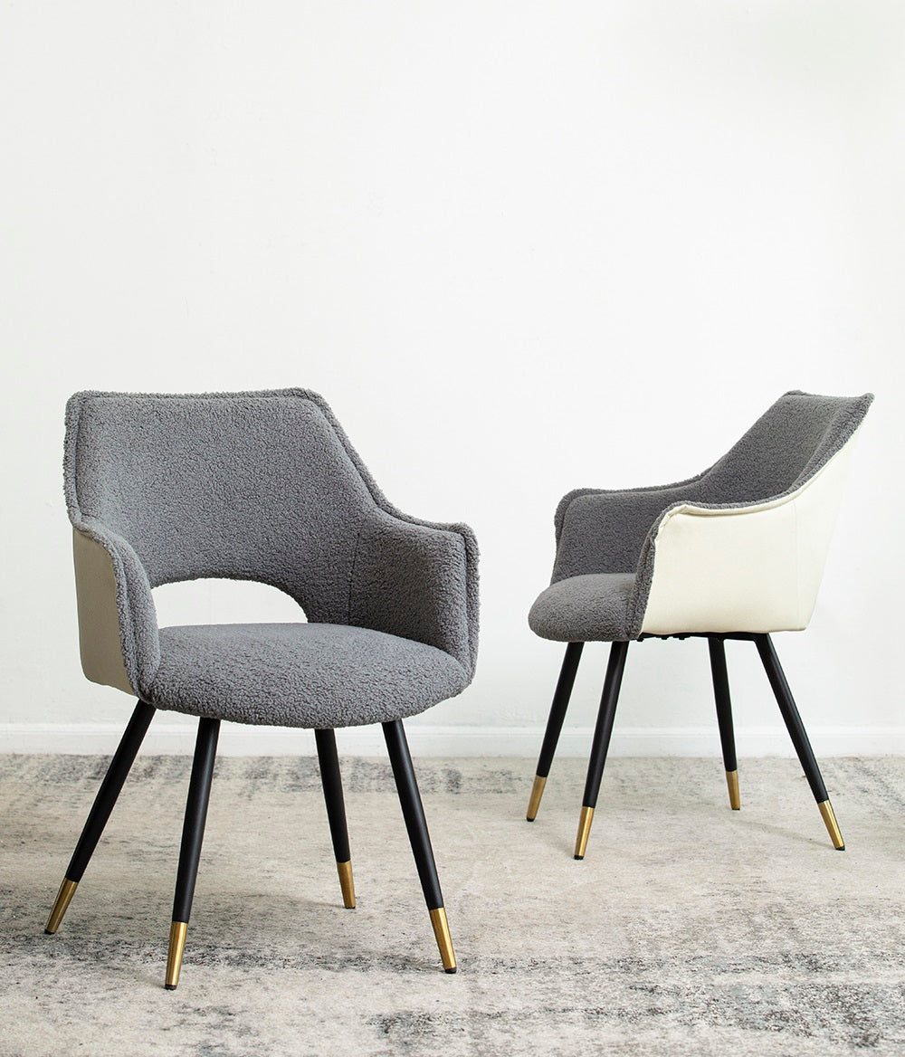 Venera Grey & Cream Velvet Dining Chair Boxed Set of 2 Armchair Style