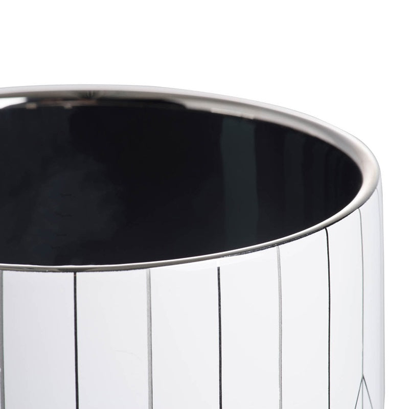 Geo Ceramic Planter Modern Diamond Pattern Cylindrical Pot - 16 cm