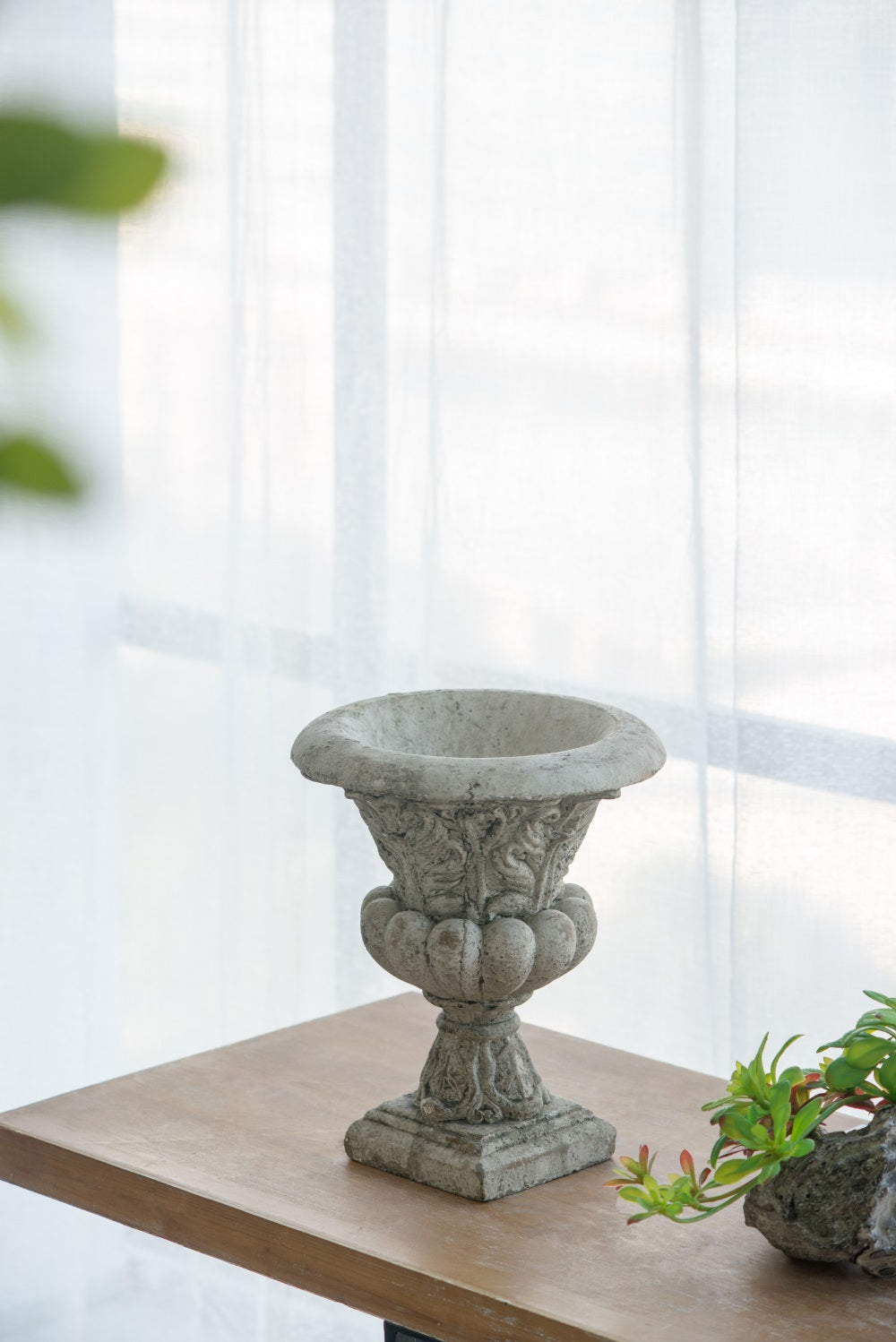 Danna Ornate Concrete Garden Urn Small Decorative Planter Antique Finish