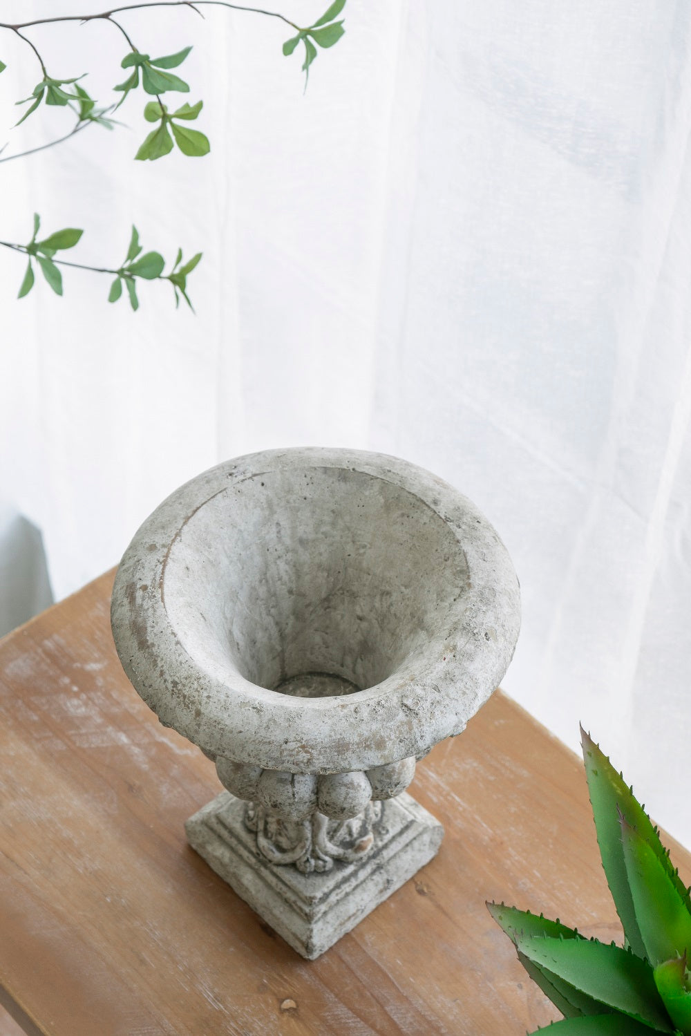 Danna Ornate Concrete Garden Urn Small Decorative Planter Antique Finish