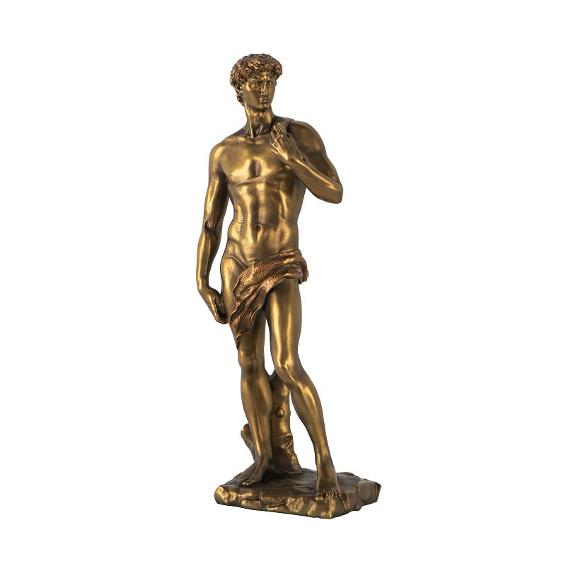 Golden David Polyresin Statue 35cm Decorative Sculpture for Home