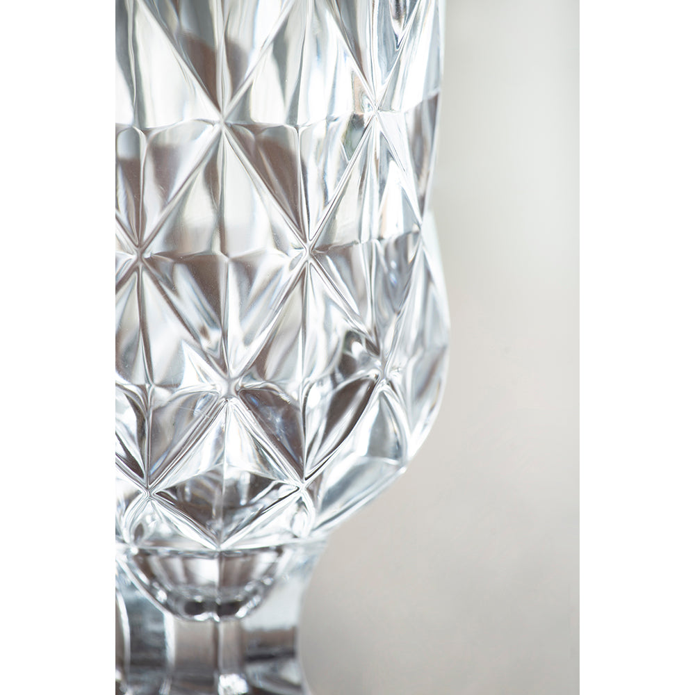 Diamond Pattern Pedestal 24cm Glass Decorative Flower Vase