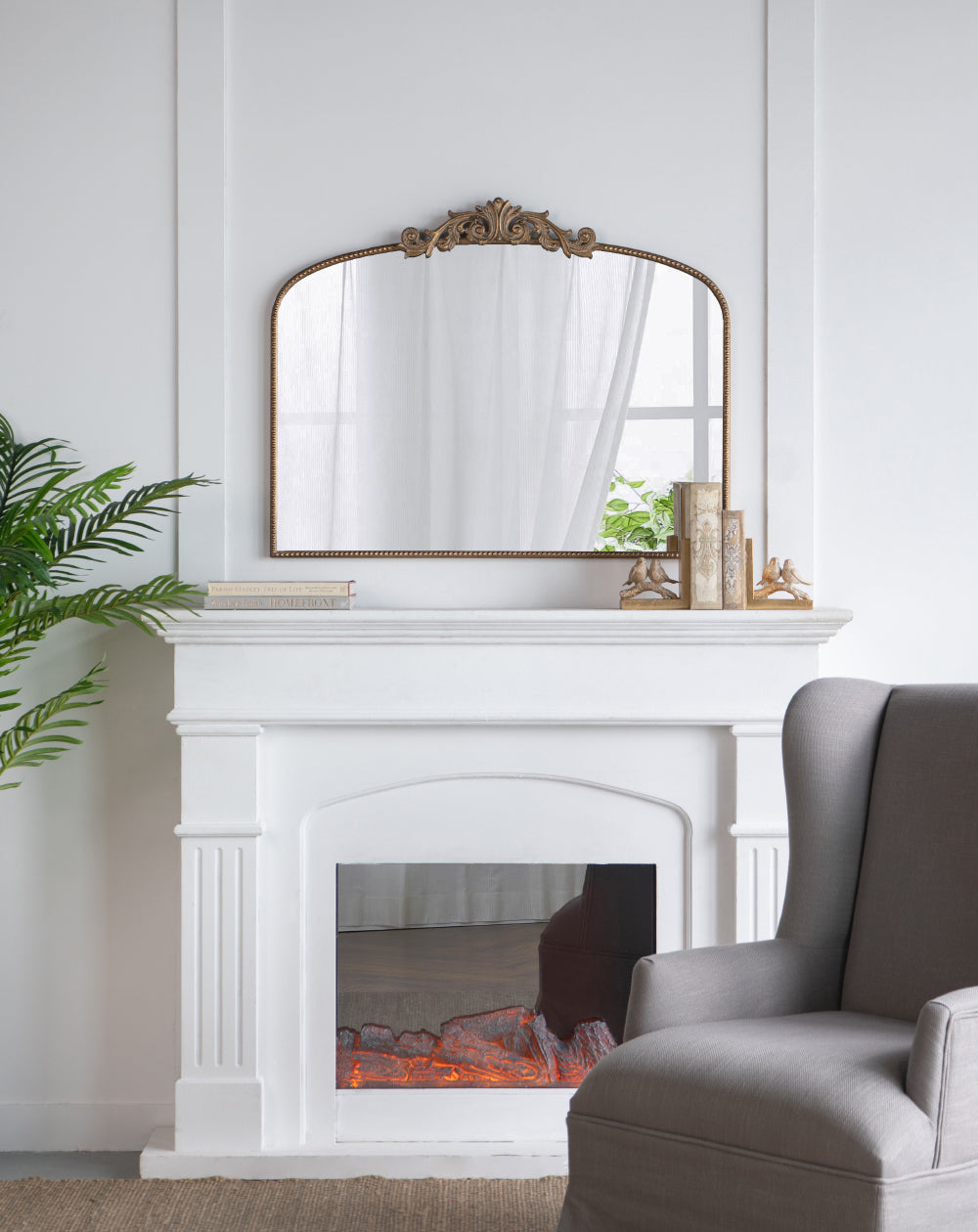 Baroque Gold Mirror 101cm Luxurious Wall Accent with Ornate Detailing Iron MDF Glass