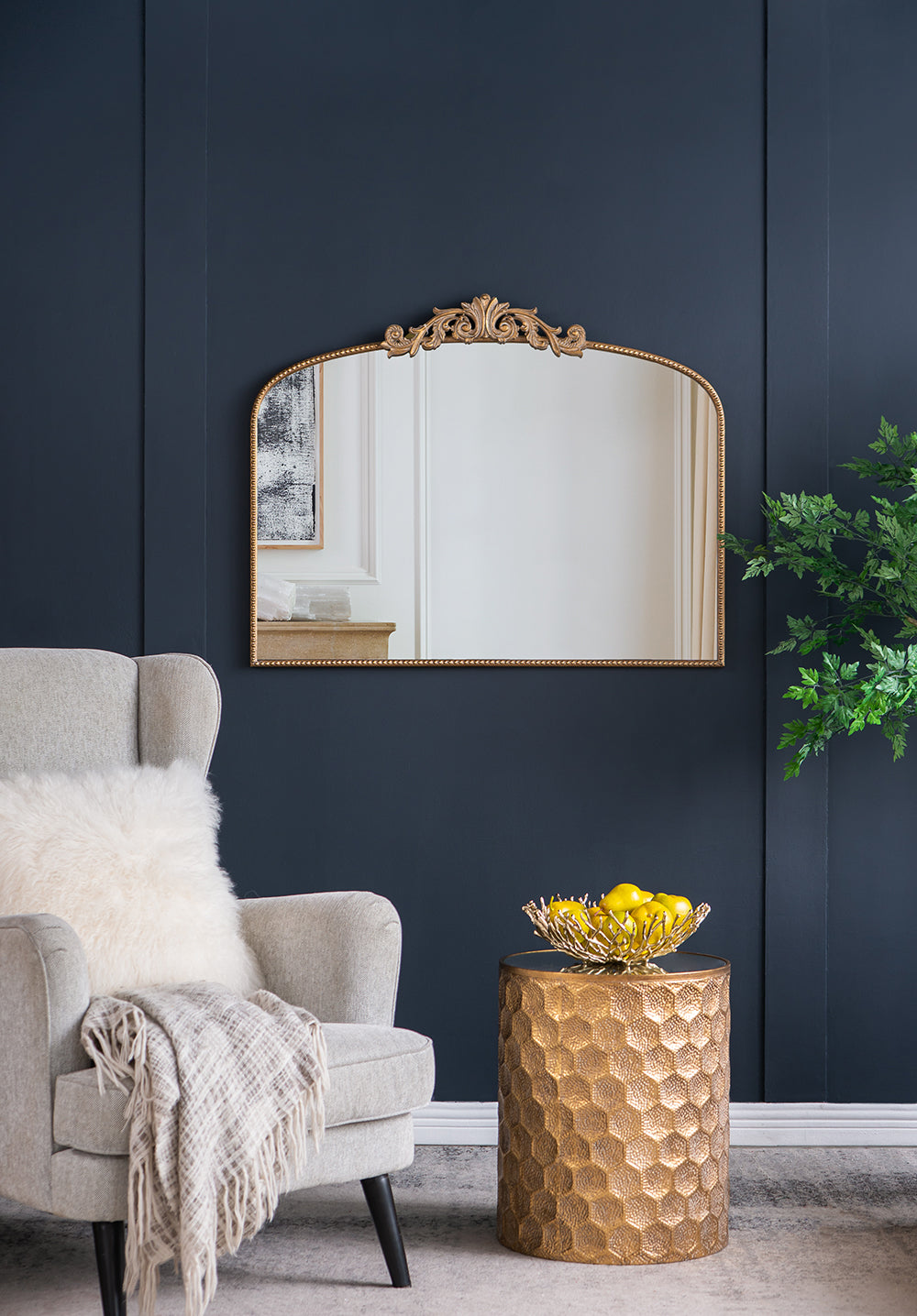 Baroque Gold Mirror 101cm Luxurious Wall Accent with Ornate Detailing Iron MDF Glass