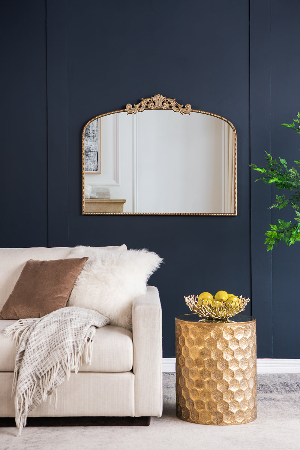 Baroque Gold Mirror 101cm Luxurious Wall Accent with Ornate Detailing Iron MDF Glass