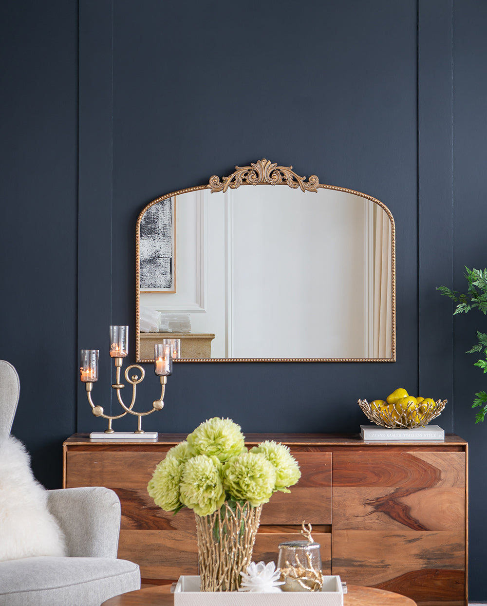 Baroque Gold Mirror 101cm Luxurious Wall Accent with Ornate Detailing Iron MDF Glass