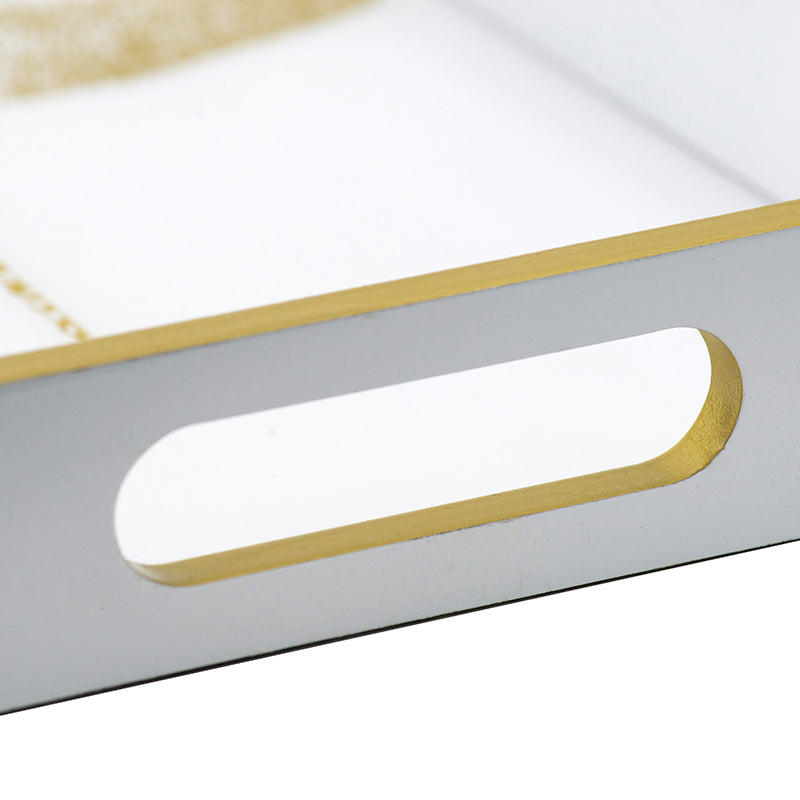 Dragonfly Serving Tray 40cm Wooden Acrylic Accent with Gold Dragonfly Motif