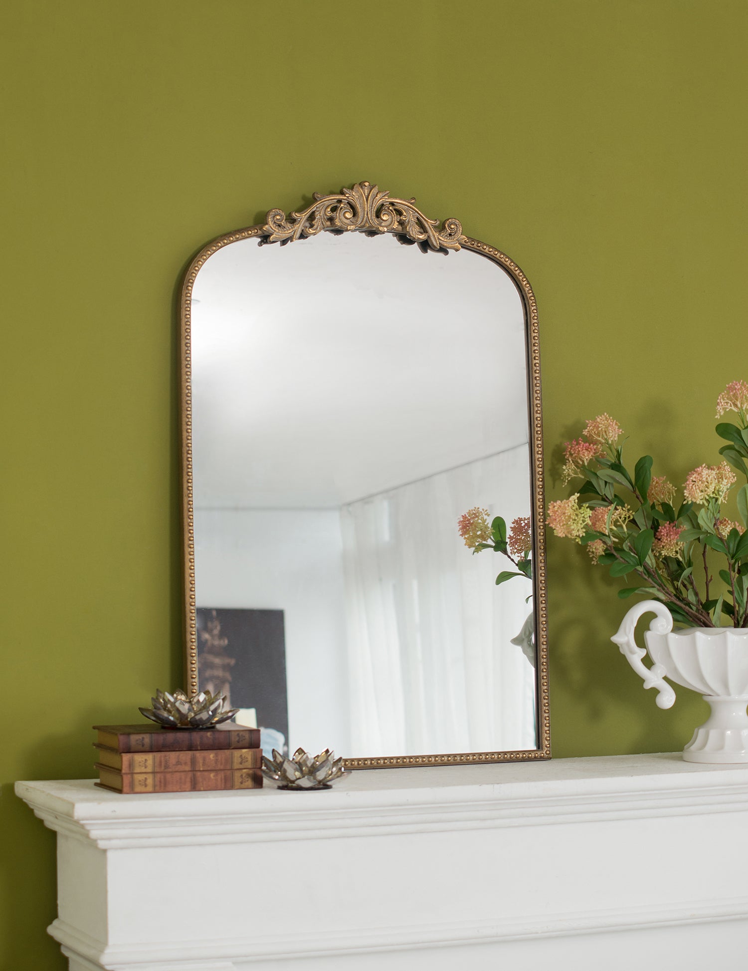Baroque Tall Gold Decorative Wall Mirror 91cm Elegant Accent for Bedroom or Living Room
