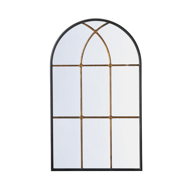 Argyll Arched Decorative Wall Mirror 119.5cm Elegant Black and Gold Baroque Accent